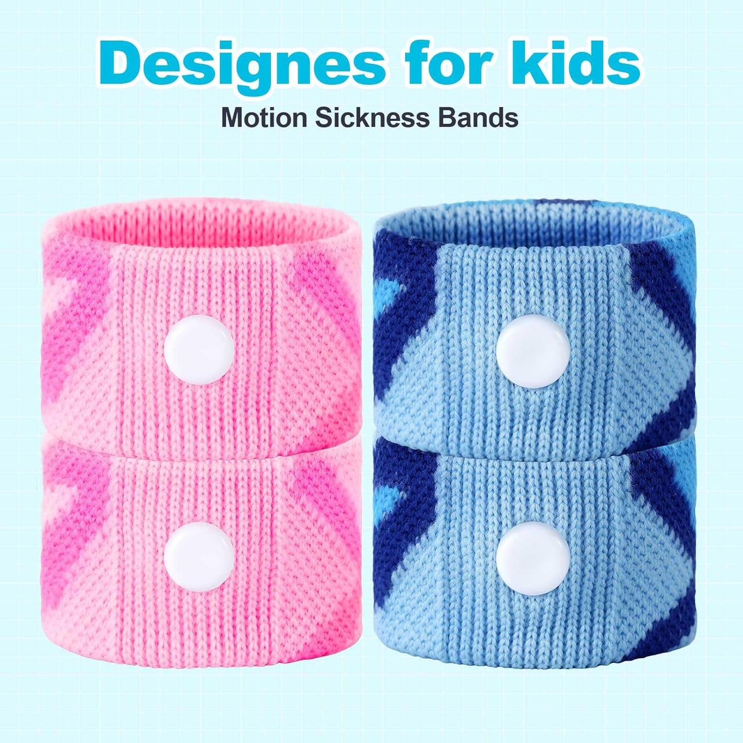 LYJEE Motion Sickness Bands for Kids, Travel Sickness Relief Wristbands, Anti-Nausea Wristbands for Car or Sea Sickness