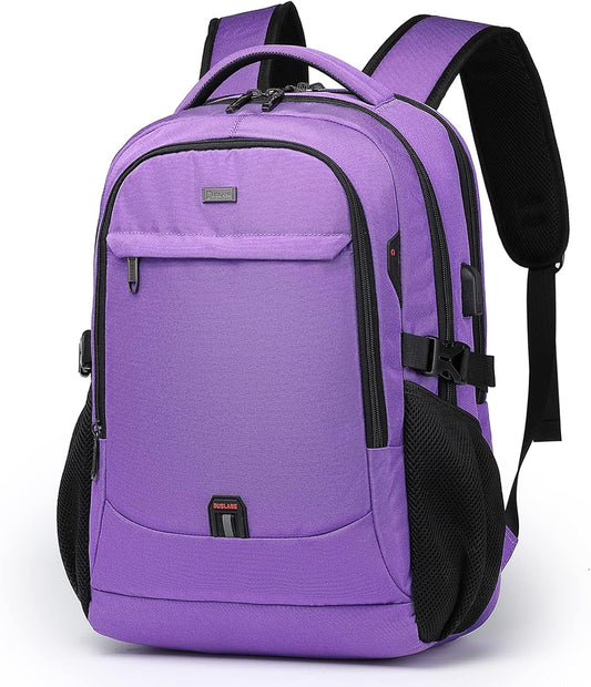 DUSLANG 17 Inch Laptop Backpack for Travel Water Resistant College Backpack for Women Laptop Bag with USB Charging Port Work Backpack,Purple