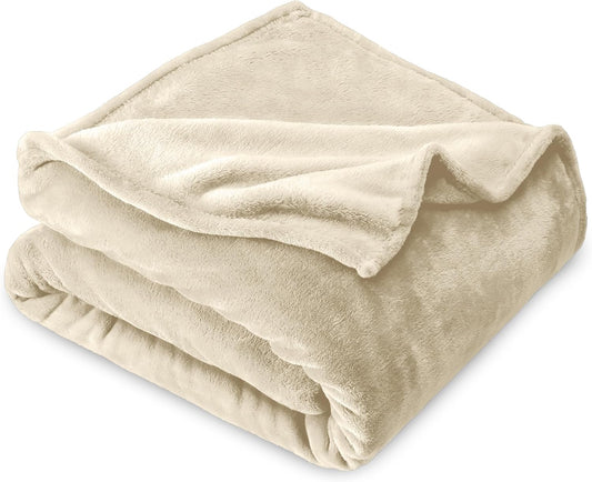 Bare Home Fleece Blanket - Kid Size - Ultra-Soft Lightweight for Bed, Sofa, and Couch - Luxury Microplush - Cozy Warm Blanket (Kid, Oyster)