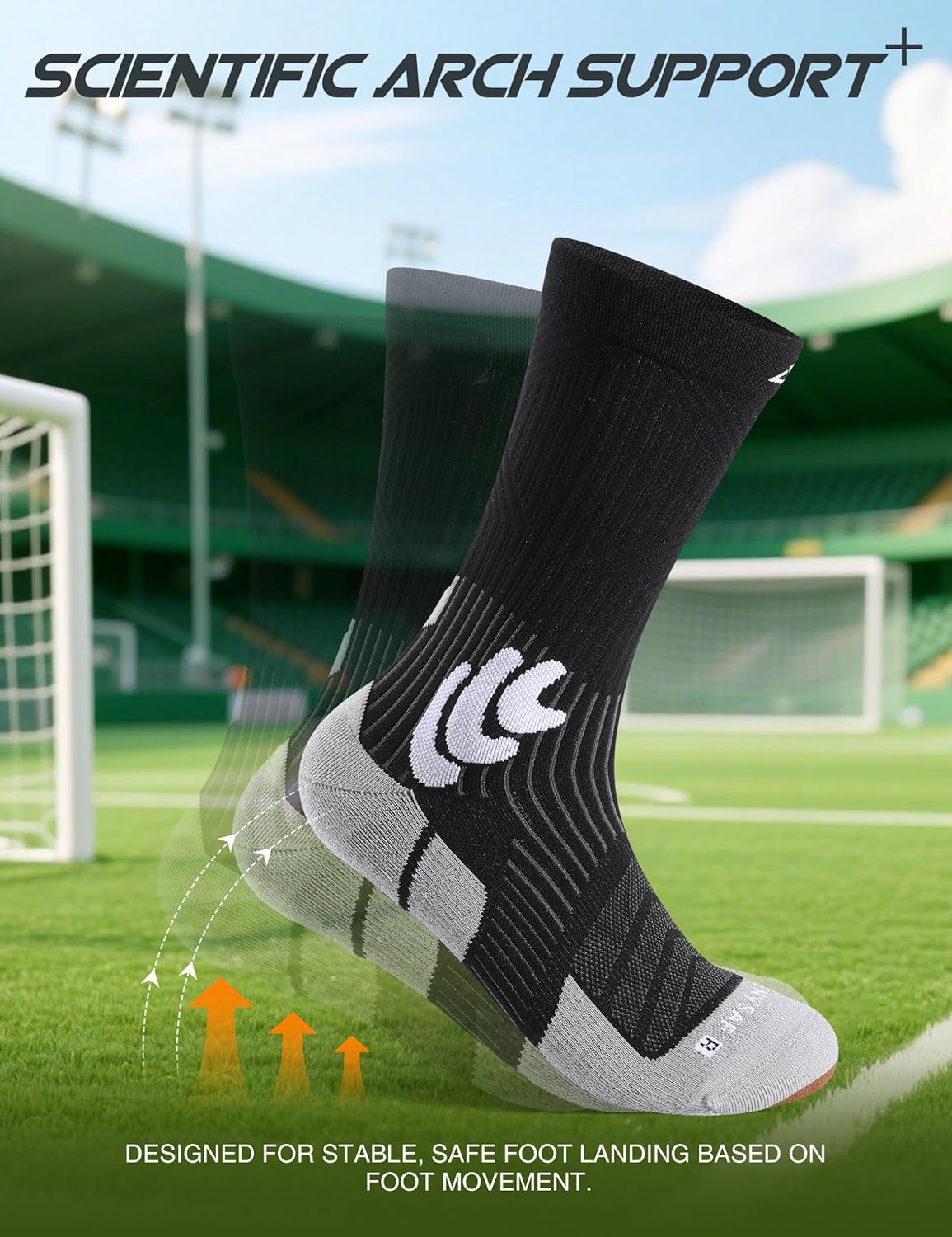 Men's Compression Running Socks: Coolmax Athletic Crew Socks Moisture Wicking Anti-Blister Cushion for Hiking 3 Pairs