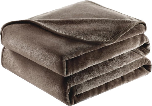 Surii Home Luxury Microfiber Flannel Blanket, Super Soft, Warm, Cozy, Fluffy, and Breathable, Perfect Throws for Bed, Couch, Sofa, for All Season Use. 350GSM King Size 108x90 Inches(Brown)