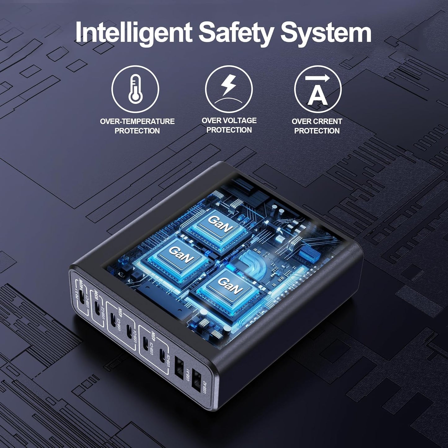 Aftertop 250W USB C Charger, 8-Ports PD3.1 140W Fast Charging Station, Compact Laptop GaN Charger for MacBook, iPad, iPhone 16 15 Pro Max, Galaxy S24/S23 Ultra, Pixel and More