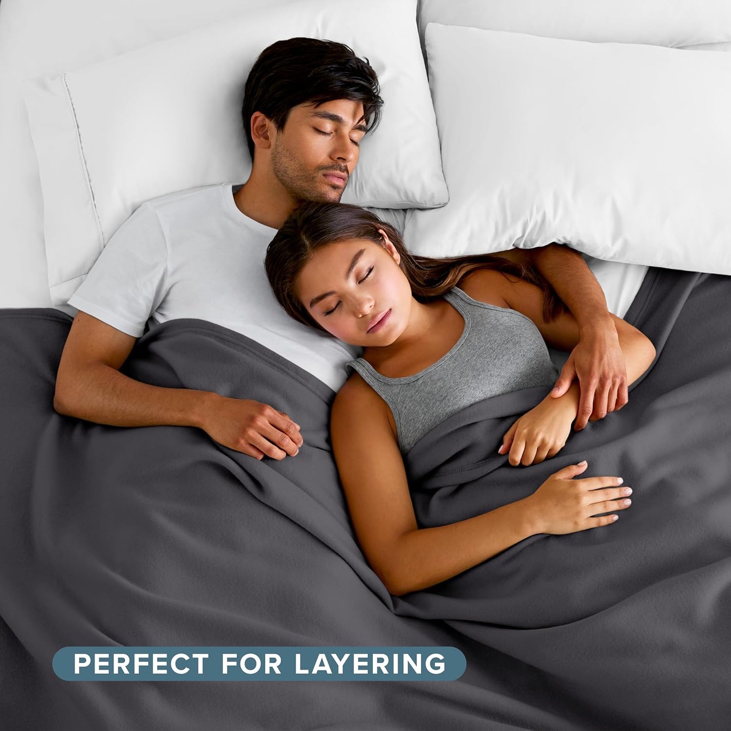 Bare Home Polar Fleece Blanket - Throw - Warm & Cozy - Premium Fleece for Bed, Sofa, Camping, Travel and Cold Nights - Lightweight Blanket (Throw, Forged Iron Grey)