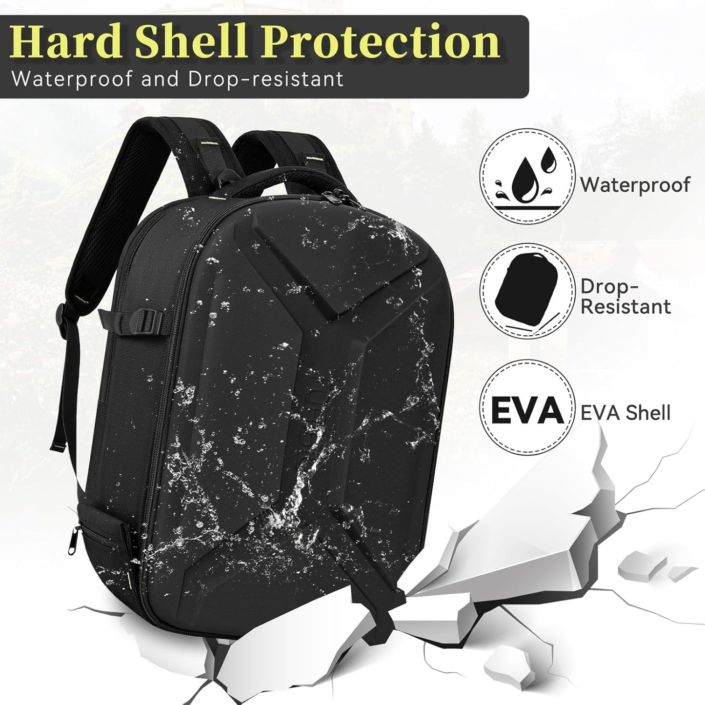 TORIBIO Camera Backpack, Hardshell DSLR Photography Camera Bag, Waterproof Hard Shell Camera Case with Tripod Holder & 15.6" Laptop Compartment Compatible with Canon/Nikon/Sony/DJI Mavic Drone