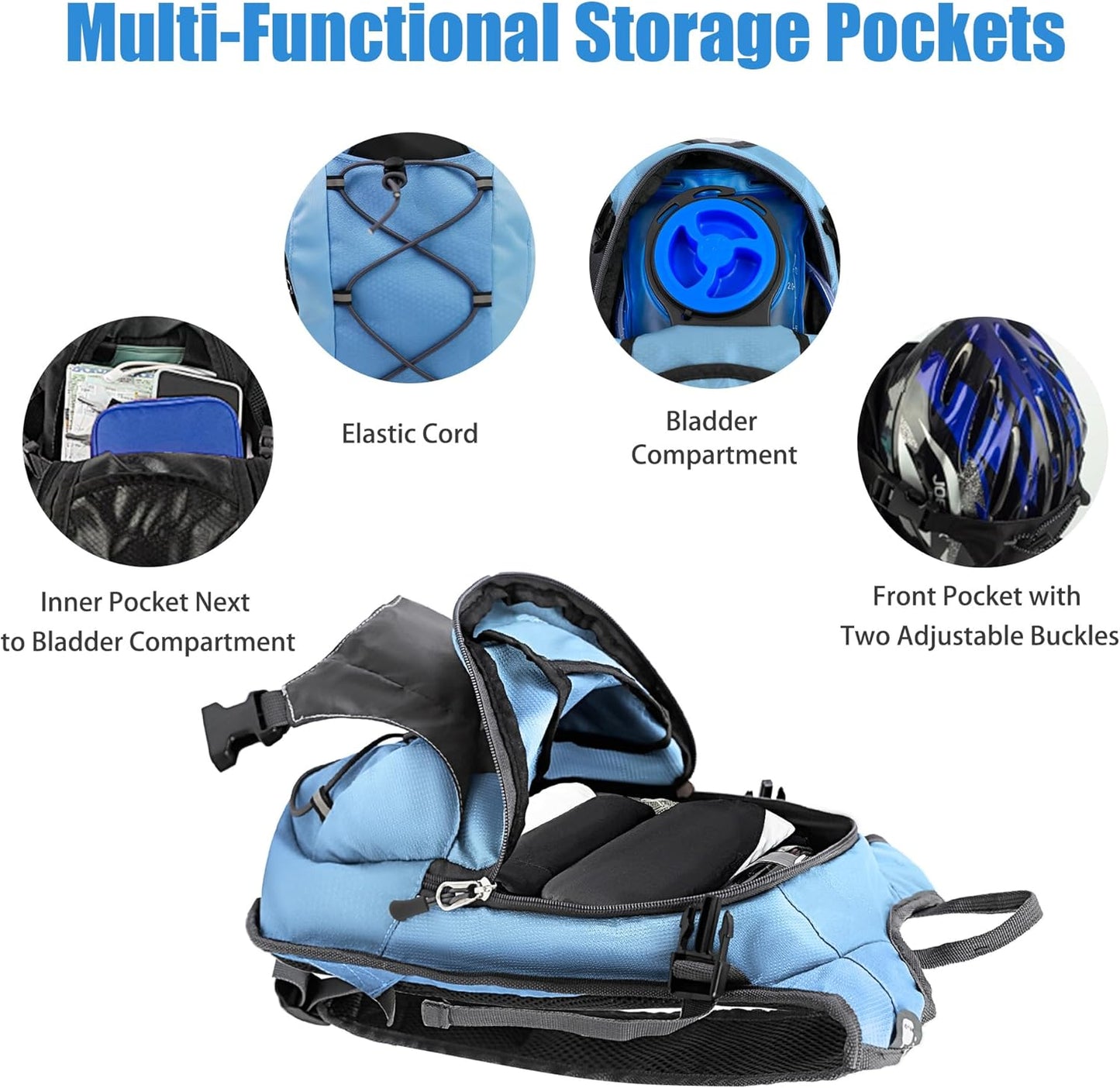 Zavothy Hydration Backpack with 2L Hydration Bladder Water Backpack for Hiking Hydration Pack for Running Cycling Hiking
