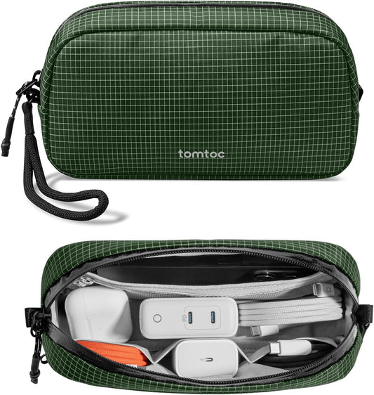 tomtoc Electronics Organizer Travel Case Performance, Water Resistant Bag Cable Tech Pouch Accessories, Carry Storage for Cord, Phone, Cables, Airpods, USB Flash Drive, Daily Items