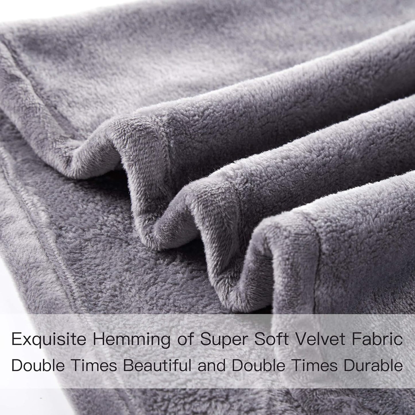 Surii Home Luxury Microfiber Flannel Blanket, Super Soft, Warm, Cozy, Fluffy, and Breathable, Perfect Throws for Bed, Couch, Sofa, for All Season Use. 350GSM Twin Size 60x80 Inches(Grey)