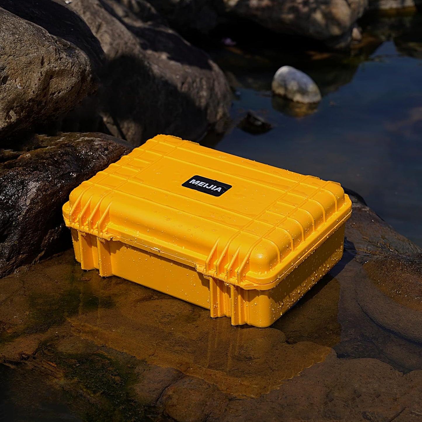 MEIJIA Portable Waterproof Hard Camera Case, Dry Case with Customizable Fit Foam, Protection for camera, drones,telescopes,18.5 x14.06x6.93inches(Yellow)