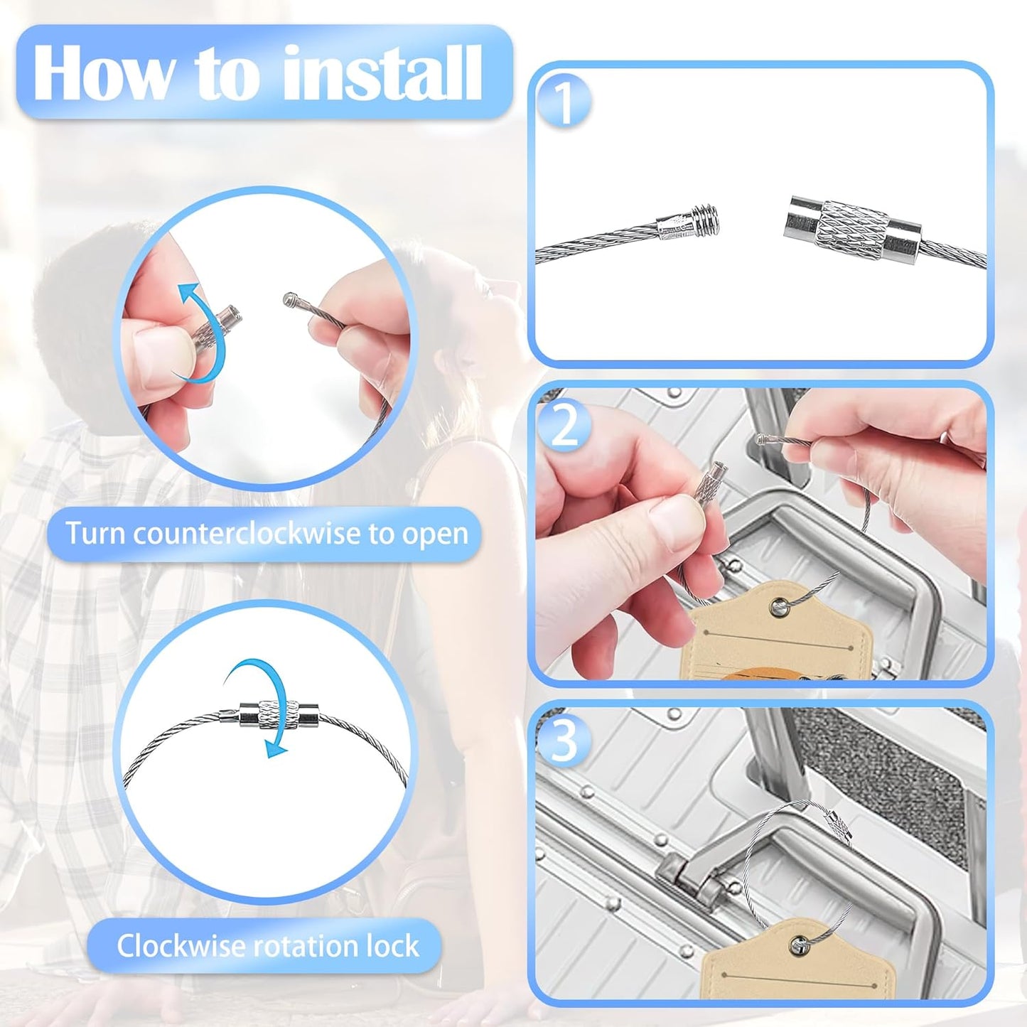 Car Palm Tree and Sunset On The Ocean 2 PCS Luggage Tags, Privacy Cover ID Label with Stainless Steel Loop and Address Card for Travel Bag Suitcase