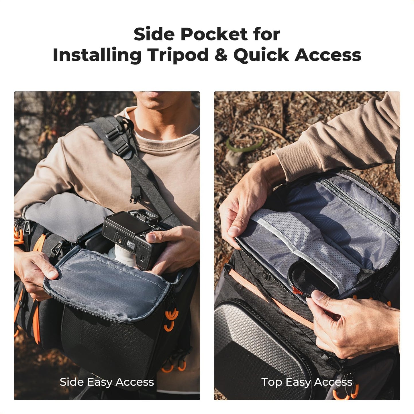 K&F Concept Camera Backpack Shoulder Bag for Photographers, Hardshell Case Camera Bag, Multifunction Photography Backpack with 15.6" Laptop Compartment