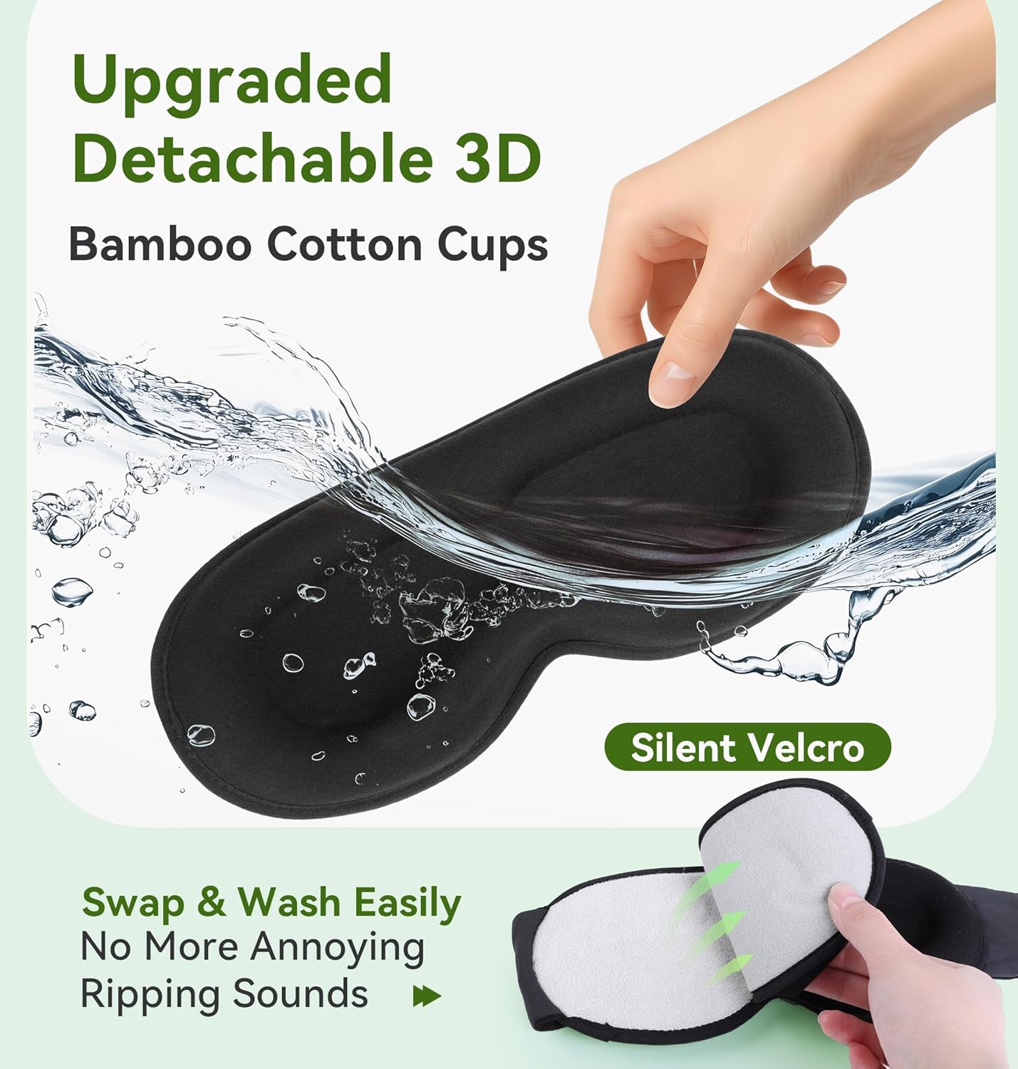 LC-dolida Bamboo Cotton Weighted Bluetooth Sleep Masks, 3D Weighted Sleep Masks with Bluetooth 5.4 Headphones, Total Blackout Bluetooth Sleep Mask for Women Men, Weight Eye Mask for Sleeping, Black