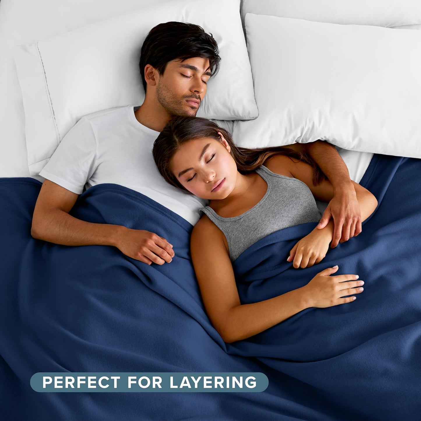 Bare Home Polar Fleece Blanket - Full/Queen - Dark Blue - Warm & Cozy - Premium Fleece - Throw for Bed, Sofa, Camping, Travel and Cold Nights - Lightweight Blanket (Full/Queen, Dark Blue)