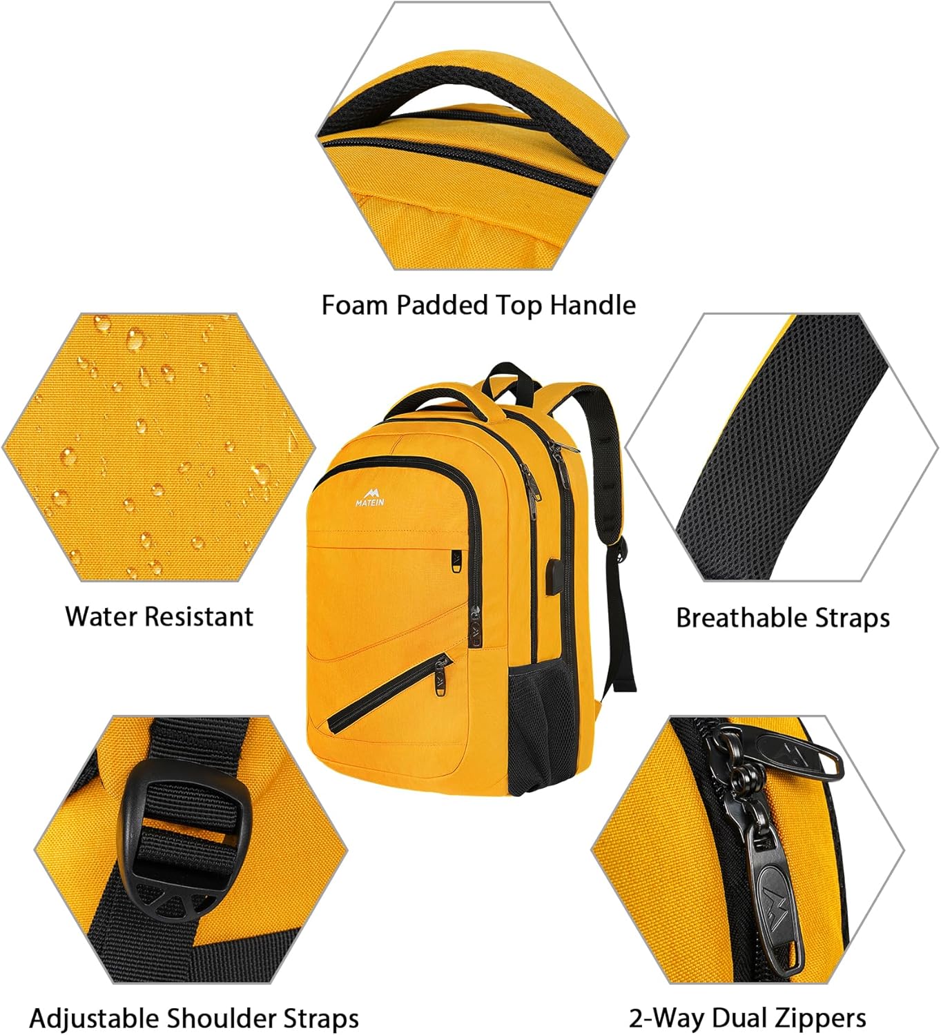 MATEIN 17 Inch Travel Backpack, Water Resistant Commute Work Carryon Bag with USB Charging Port & Luggage Sleeve, Fashion Large College Laptop Daypck, Warm Gifts Backpack for Men Women