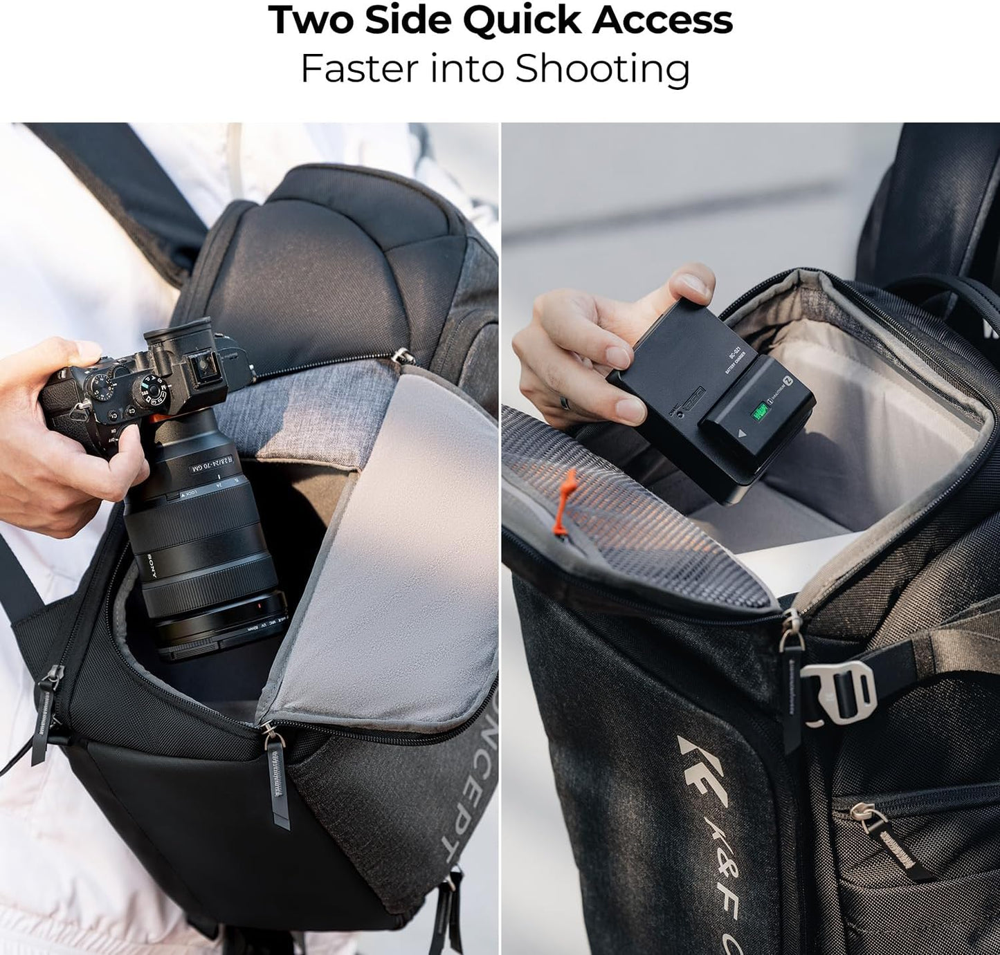 K&F CONCEPT Professional Camera bags for photographers 25L Large Capacity Camera Case Waterproof Photography Camera Backpack for Dslr Cameras