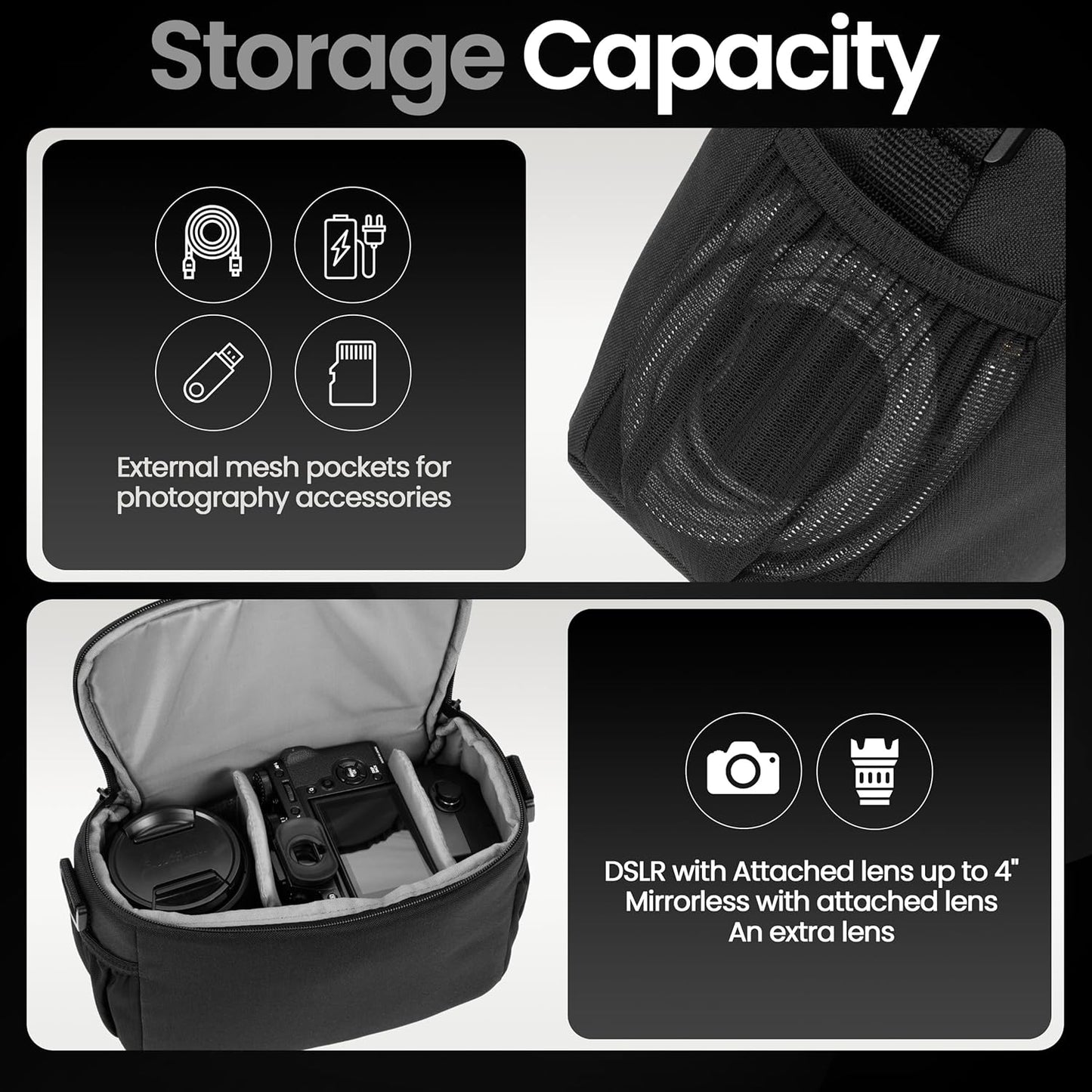 Tamrac Jazz 45 v2.0 Camera Bag for Photographers, Camera Case for Photography Accessories, Shoulder Bag for DSLR and Mirrorless Cameras, Crossbody Camera Bag, Travel Camera Carrying Case – Black