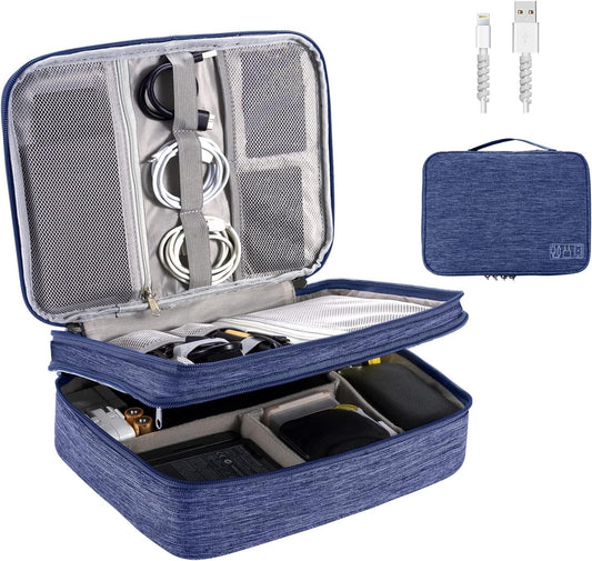 Electronics Organizer, OrgaWise Electronic Accessories Bag Travel Cable Organizer Three-Layer for iPad Mini, Kindle, Hard Drives, Cables, Chargers