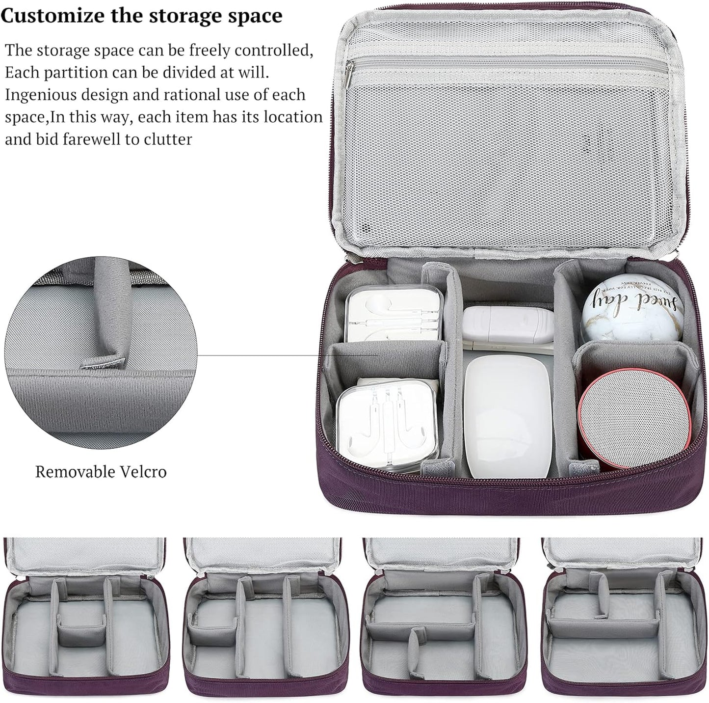 MIRLEWAIY Electronics Cable Organizer Bag, Water-resistant Tech Pouch, Portable Travel Cord Organizer, Electronics Accessories Carrying Case for Charger, Cable, Earphone, SD Cards, Blue