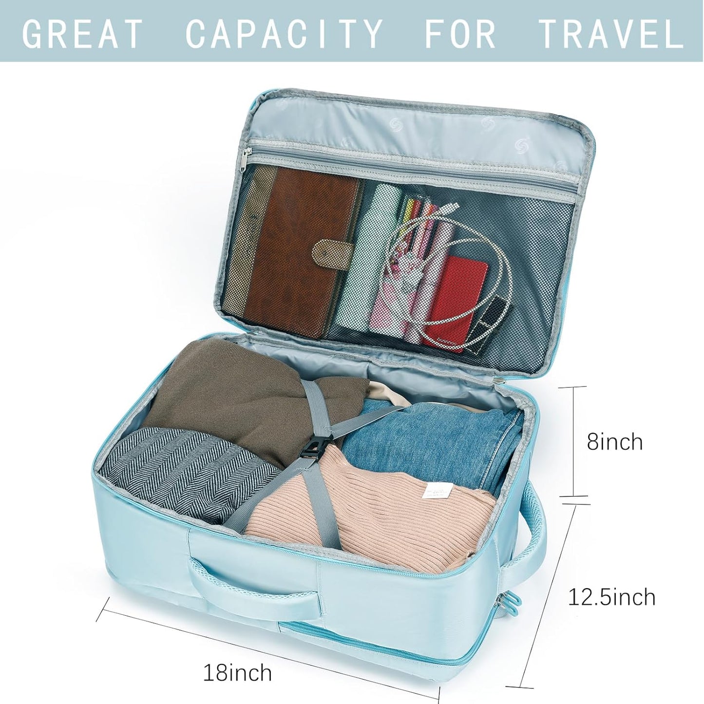 Sowaovut Travel Laptop Backpack, Extra Large High School College Backpacks, Flight Approved Daypack Business Bag Fit 17.3 inch Laptop for Men Women (Light Blue)