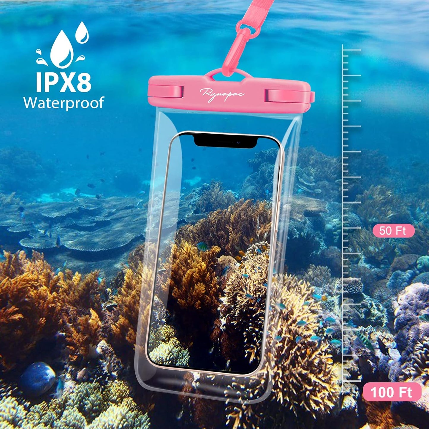 Waterproof Phone Pouch Bag - 7.5in Water Proof Cell Phone Case for Beach Travel Must Haves, IPX8 Dry Bag with Lanyard for iPhone 16 15 Pro Max Galaxy S25 Ultra Pixel 7a, Cruise Essentials 2025