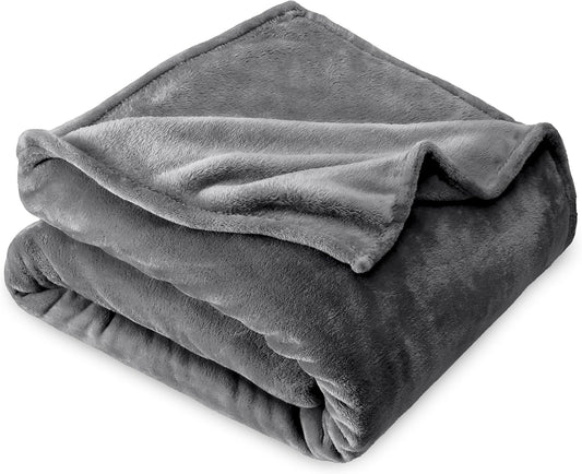 Bare Home Fleece Blanket - Baby Size - Ultra-Soft Lightweight for Bed, Sofa, and Couch - Luxury Microplush - Cozy Warm Blanket (Baby, Grey)