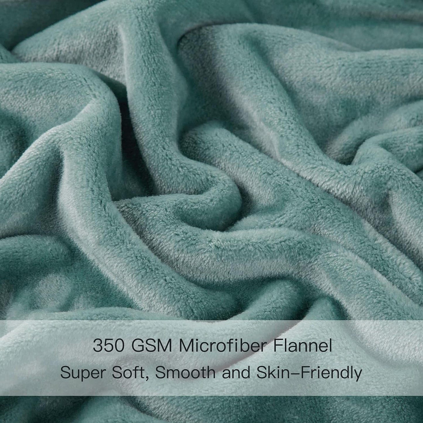 Surii Home Luxury Microfiber Flannel Blanket, Super Soft, Warm, Cozy, Fluffy, and Breathable, Perfect Throws for Bed, Couch, Sofa, for All Season Use. 350GSM Travel Size 50x60 Inches(Turquoise Blue)