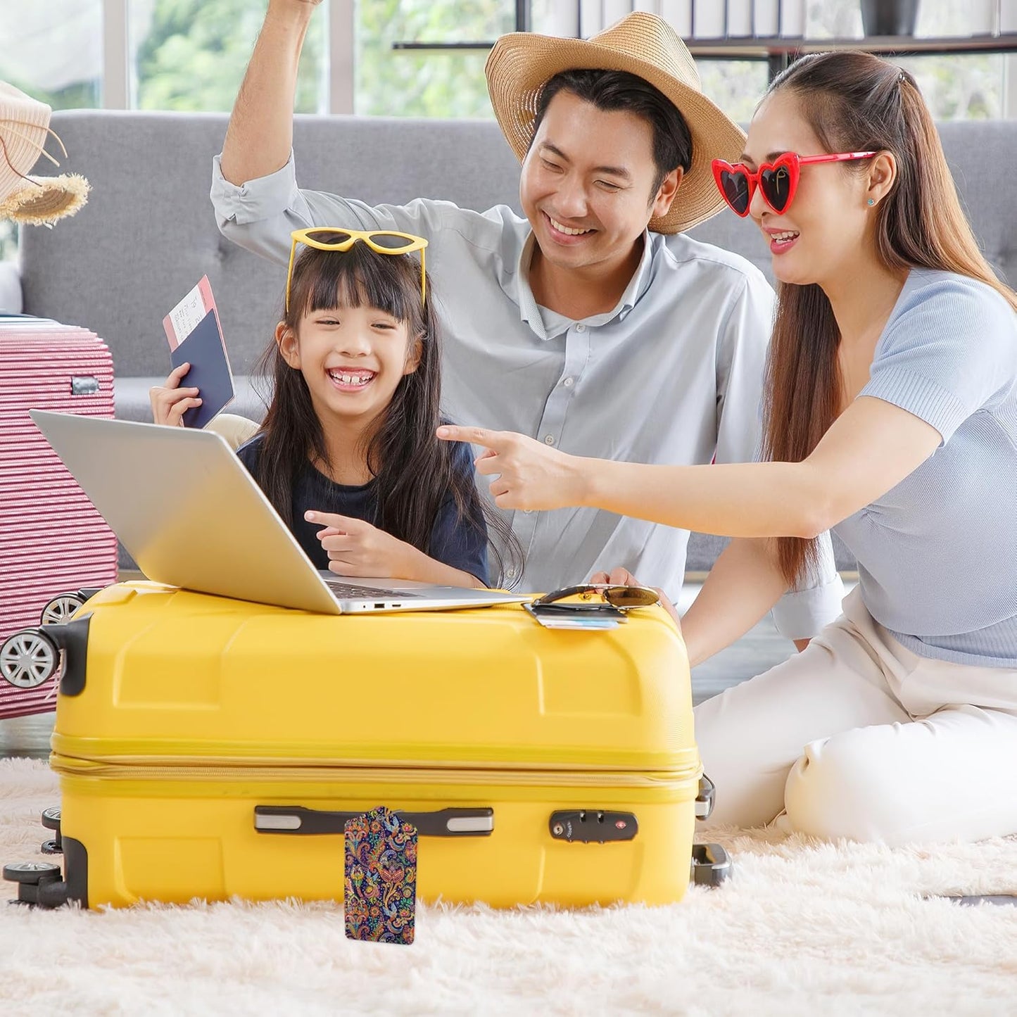 Boho Colorful Paisley 2 Pack Luggage Tag for Suitcase, Cute Unique Leather Bag Tags Identifiers Privacy Cover ID Label with Durable Steel Loop for Women Men Kids Girls Travel