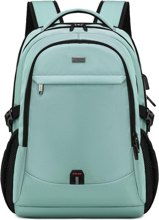 DUSLANG 17 Inch Laptop Backpack for Travel Water Resistant College Backpack for Men/Women Laptop Bag with USB Charging Port, Green A