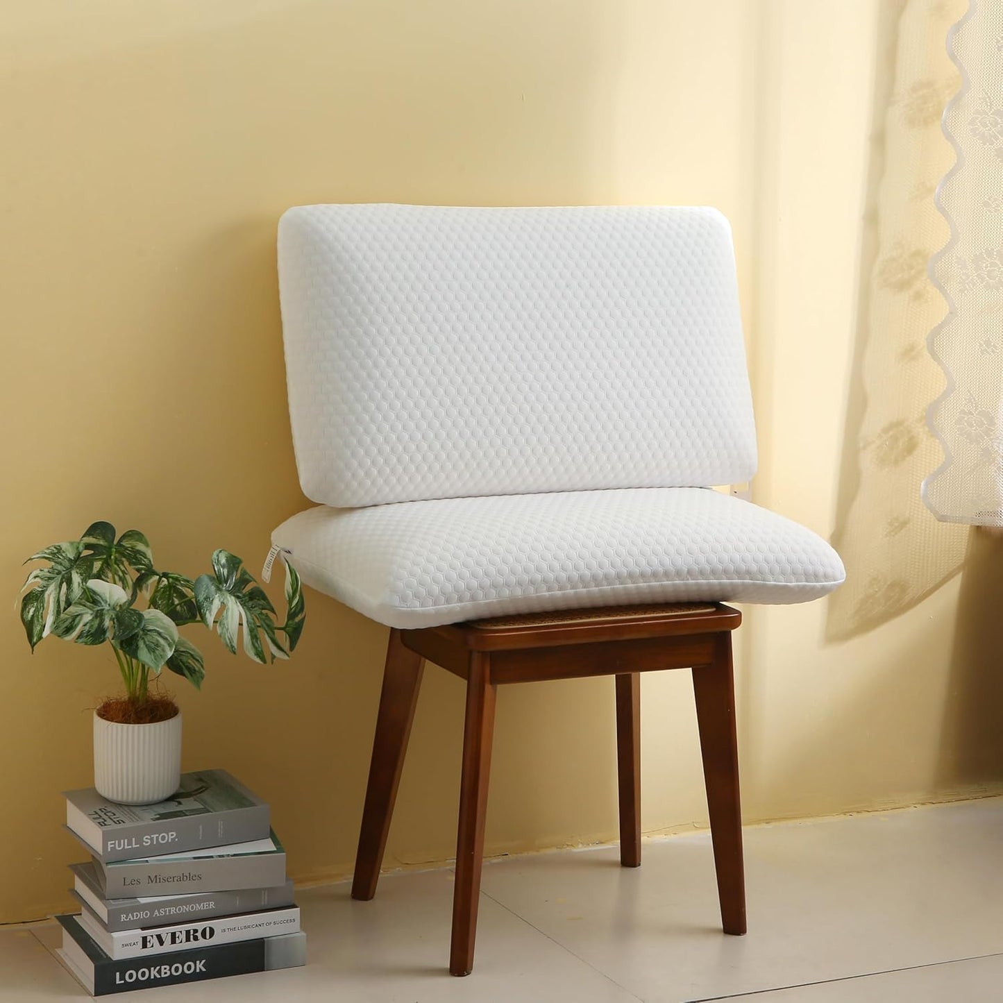 Memory Foam Bed Pillows, Pillow for Side and Back Sleeper, Pillow for Neck Pain Relief, Washable Removable Cover, Soft, White (King)