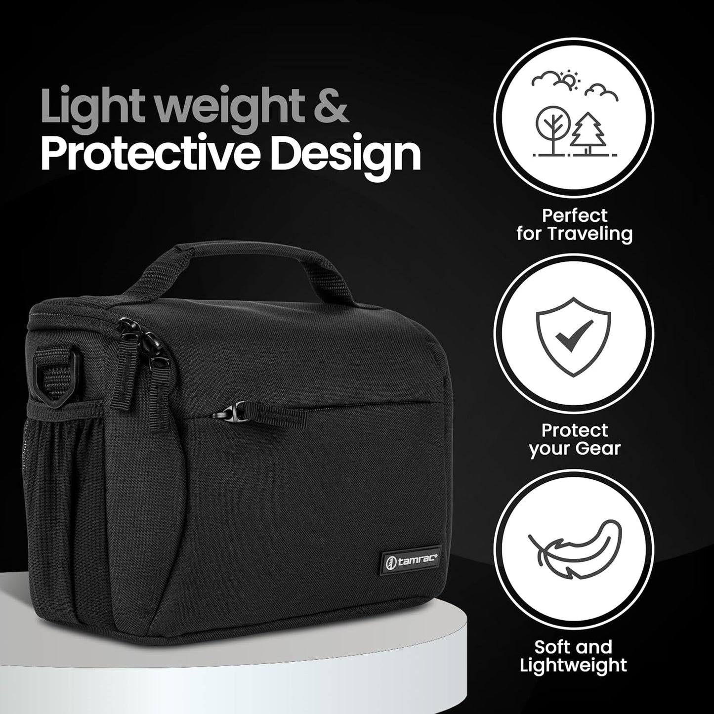 Tamrac Jazz 45 v2.0 Camera Bag for Photographers, Camera Case for Photography Accessories, Shoulder Bag for DSLR and Mirrorless Cameras, Crossbody Camera Bag, Travel Camera Carrying Case – Black