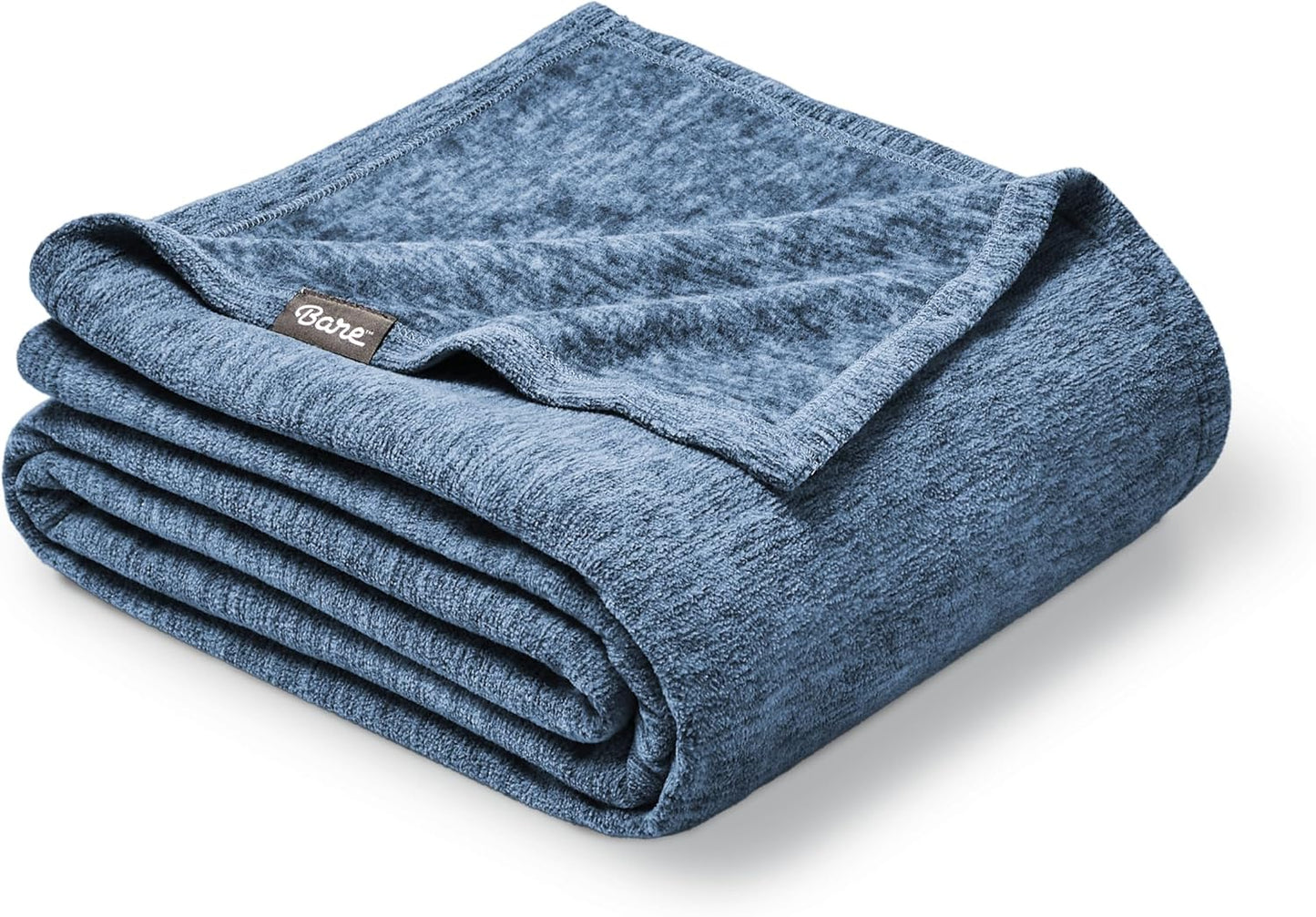 Bare Home Polar Fleece Blanket - Throw - Warm & Cozy - Premium Fleece for Bed, Sofa, Camping, Travel and Cold Nights - Lightweight Blanket (Throw, Heathered Dark Blue)