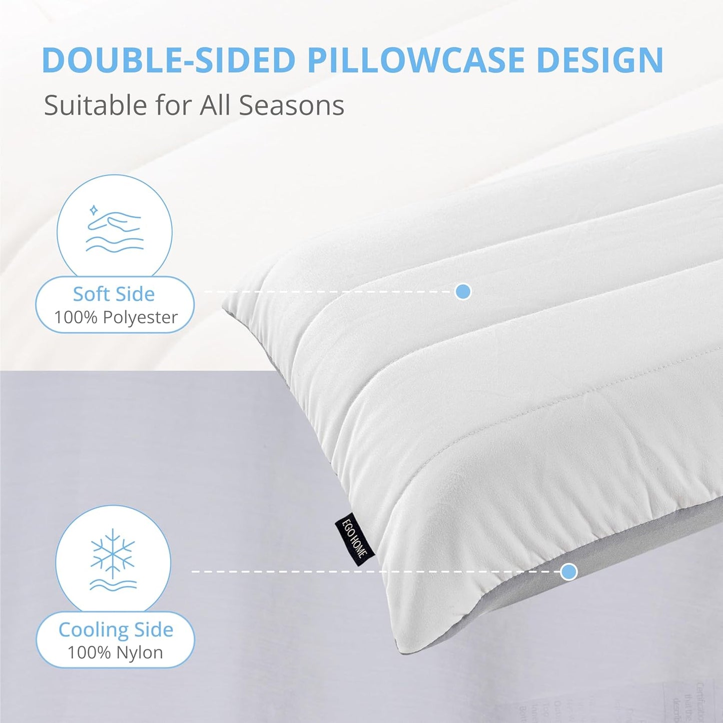 EGOHOME Cooling Memory Foam Pillow for Neck and Shoulder Pain,Two Firmness with Washable & Reversible Cover, Standard Size,1 Pack 4",CertiPUR-US