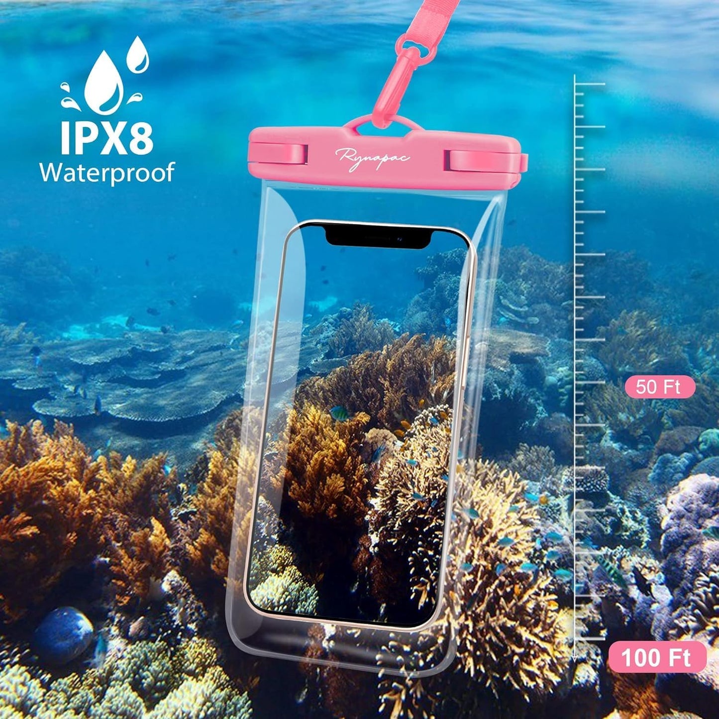 Waterproof Phone Pouch Bag - 7.5in Water Proof Cell Phone Case for Beach Travel Must Haves, IPX8 Dry Bag with Lanyard for iPhone 16 15 Pro Max Galaxy S24+ Pixel 8, Cruise Ship Essentials