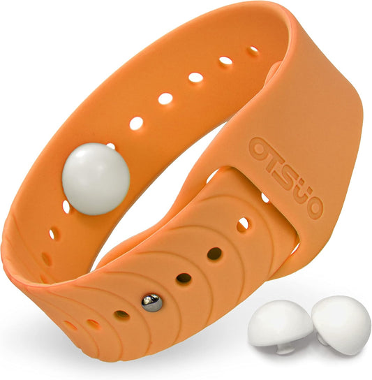 Nausea Relief Wristband for Motion and Sea Sickness | Anti-Nausea Acupressure Bands for Morning Sickness | Sea Bands for Motion Sickness Relief. (Tangerine)