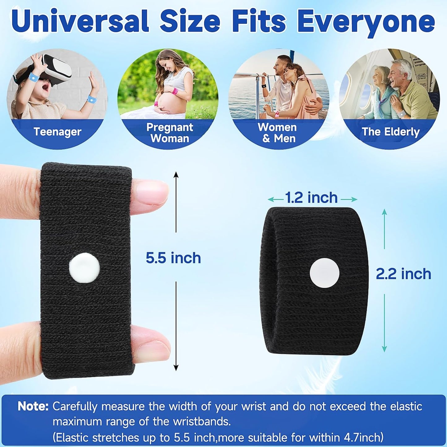 LYJEE Motion Sickness Bands for Adults and Kid Morning Sickness Relief Through Pressure Point Therapy Seasickness Wristband for Cruise Travel