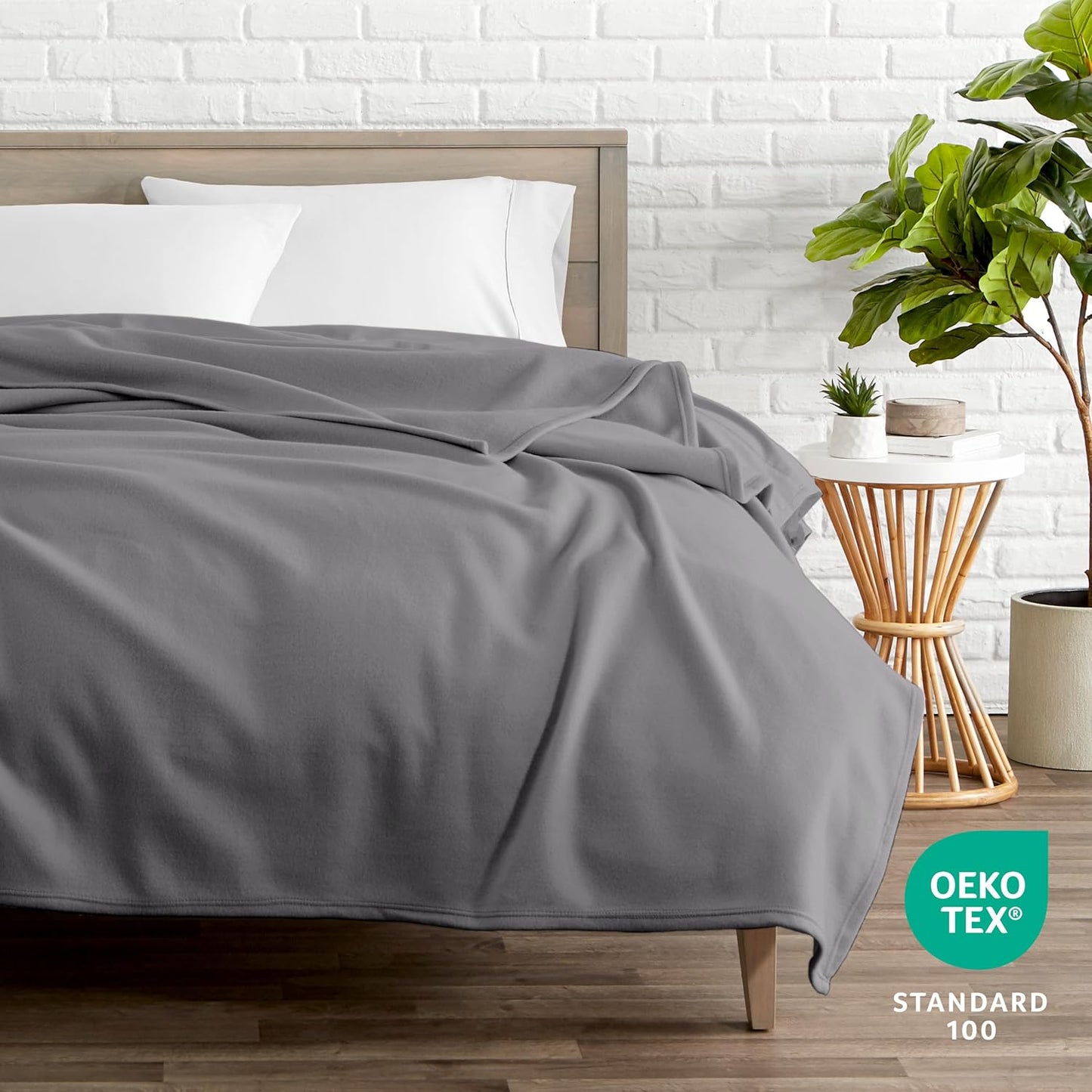 Bare Home Polar Fleece Blanket - Full/Queen - Grey - Warm & Cozy - Premium Fleece Throw for Bed, Sofa, Camping, Travel and Cold Nights - Lightweight Blanket (Full/Queen, Grey)