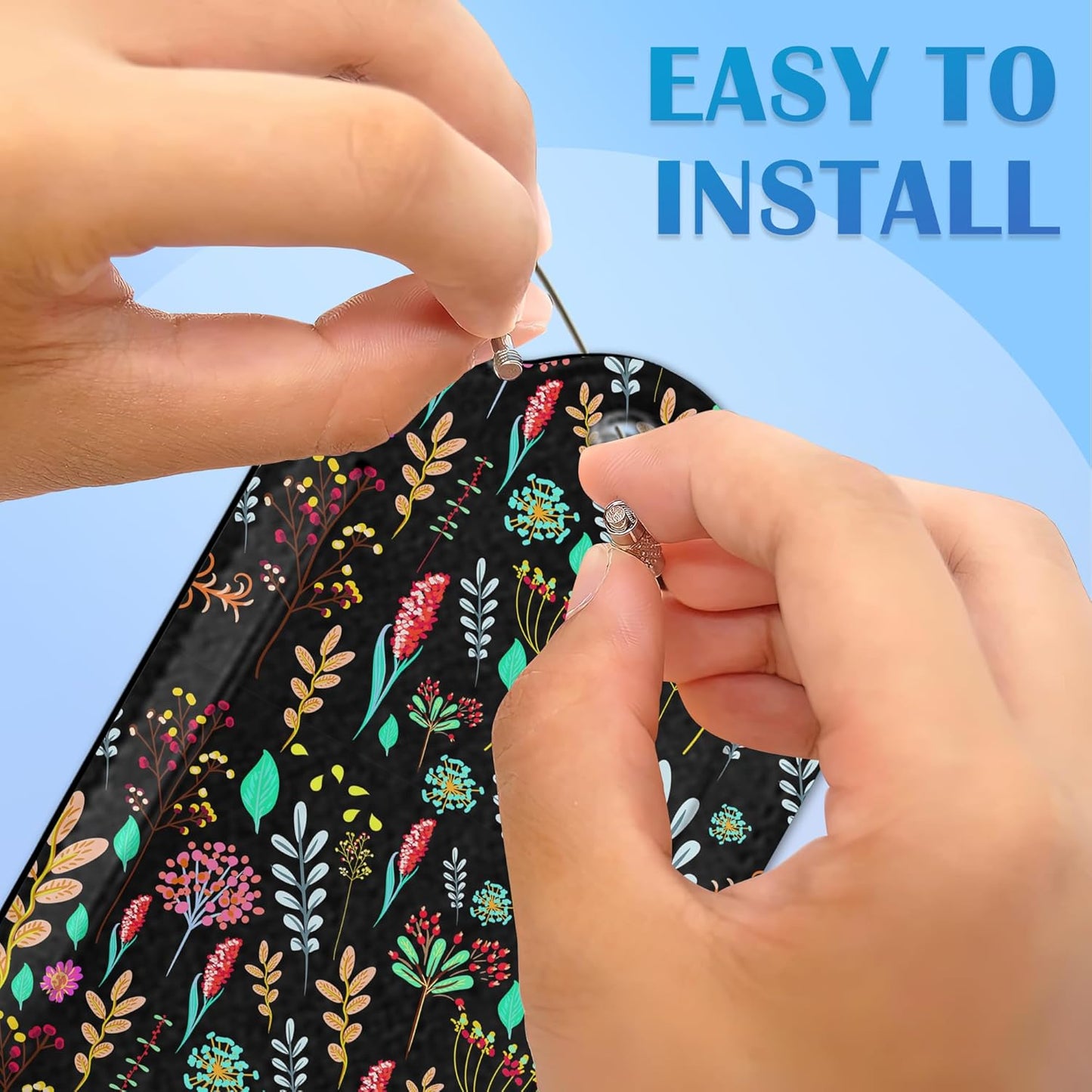 Abstract Small Flowers Luggage Tags for Suitcases, 2 Pack Cute PU Leather Suitcase Tag Identifiers with Address Card for Baggage Tag