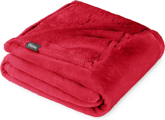 Bare Home Fleece Blanket - Throw/Travel - Ultra-Soft Lightweight for Bed, Sofa, and Couch - Luxury Microplush - Cozy Warm Blanket (Throw/Travel, Red)