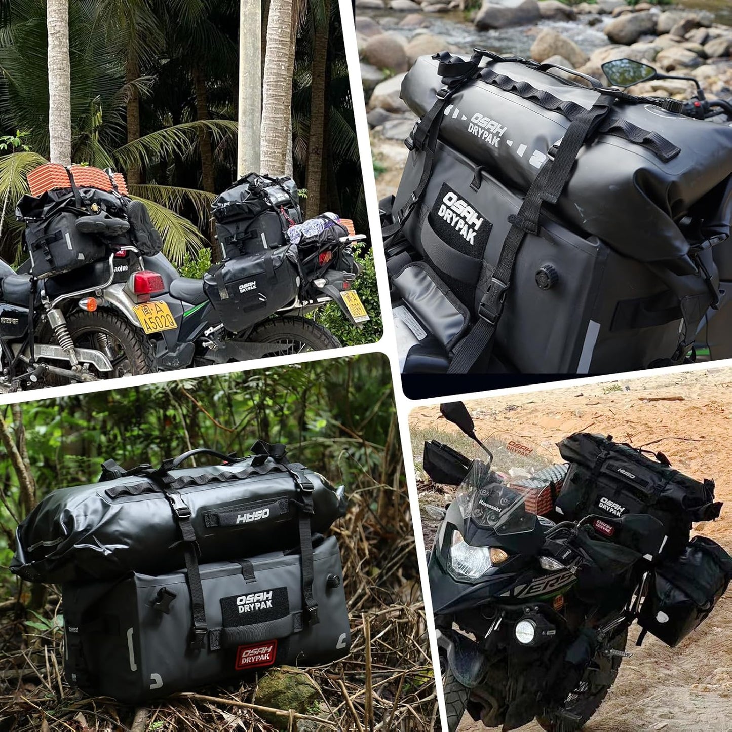 Waterproof Duffel& Luggage Bag - Motorcycle Dry Bag Tail Saddle Bags with Roll Top Closure,Large Storage Space,for Camping, Kayaking, Fishing & Traveling(Green, 20L)