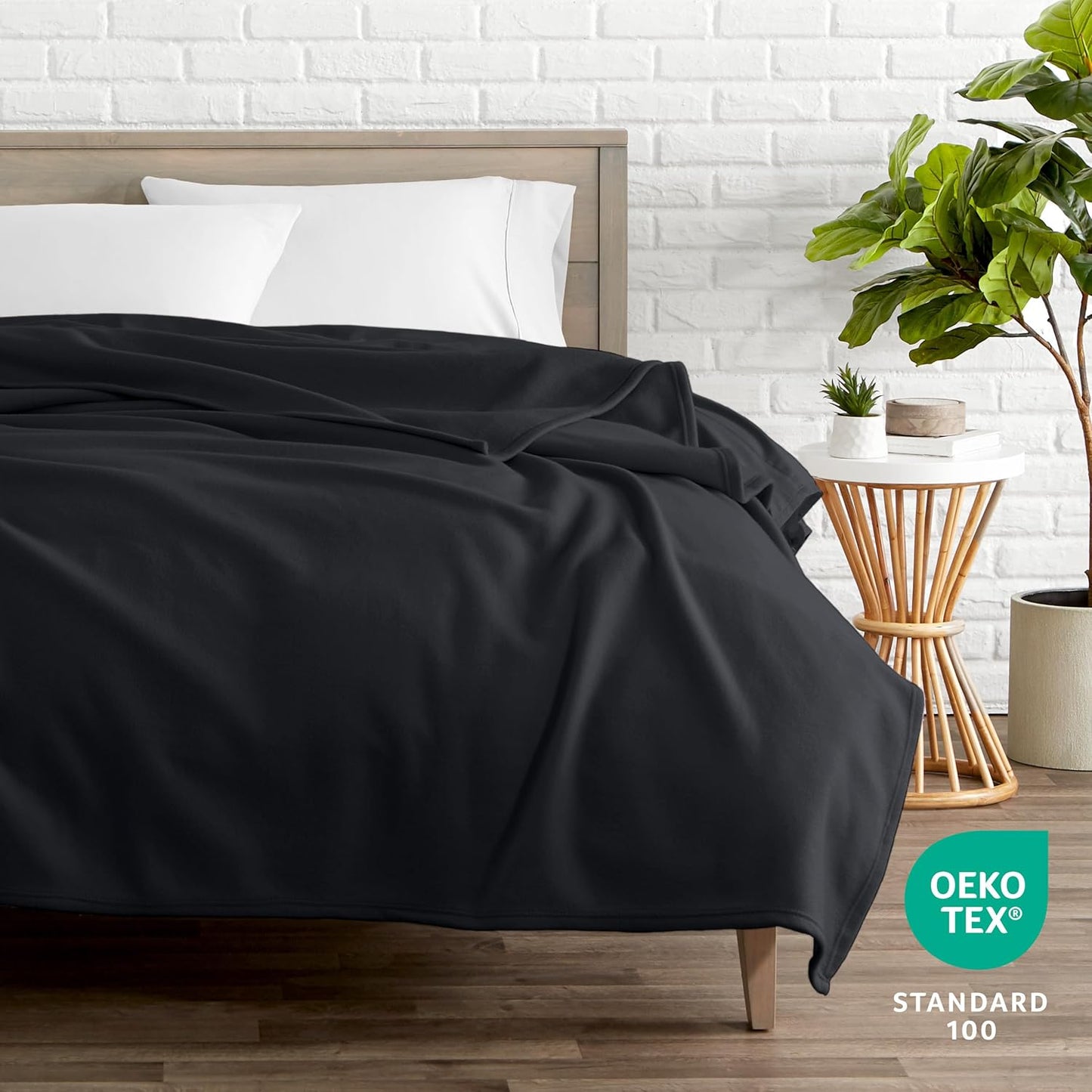 Bare Home Polar Fleece Blanket - Extra Long - Black - Warm & Cozy - Premium Fleece - Throw for Bed, Sofa, Camping, Travel and Cold Nights - Lightweight Blanket (Twin/Twin XL, Black)