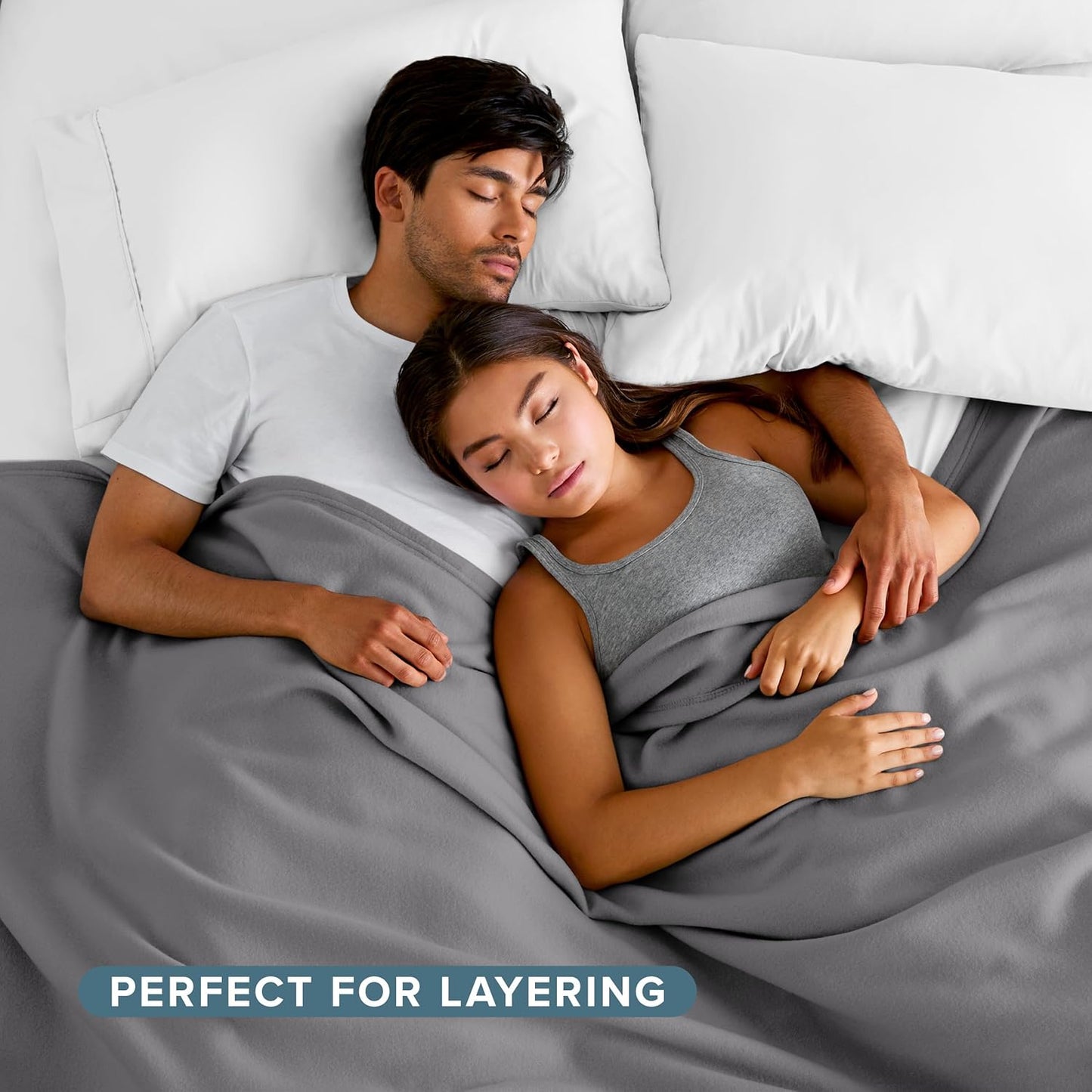 Bare Home Polar Fleece Blanket - Throw - Grey - Warm & Cozy - Premium Fleece for Bed, Sofa, Camping, Travel and Cold Nights - Lightweight Blanket (Throw, Grey)