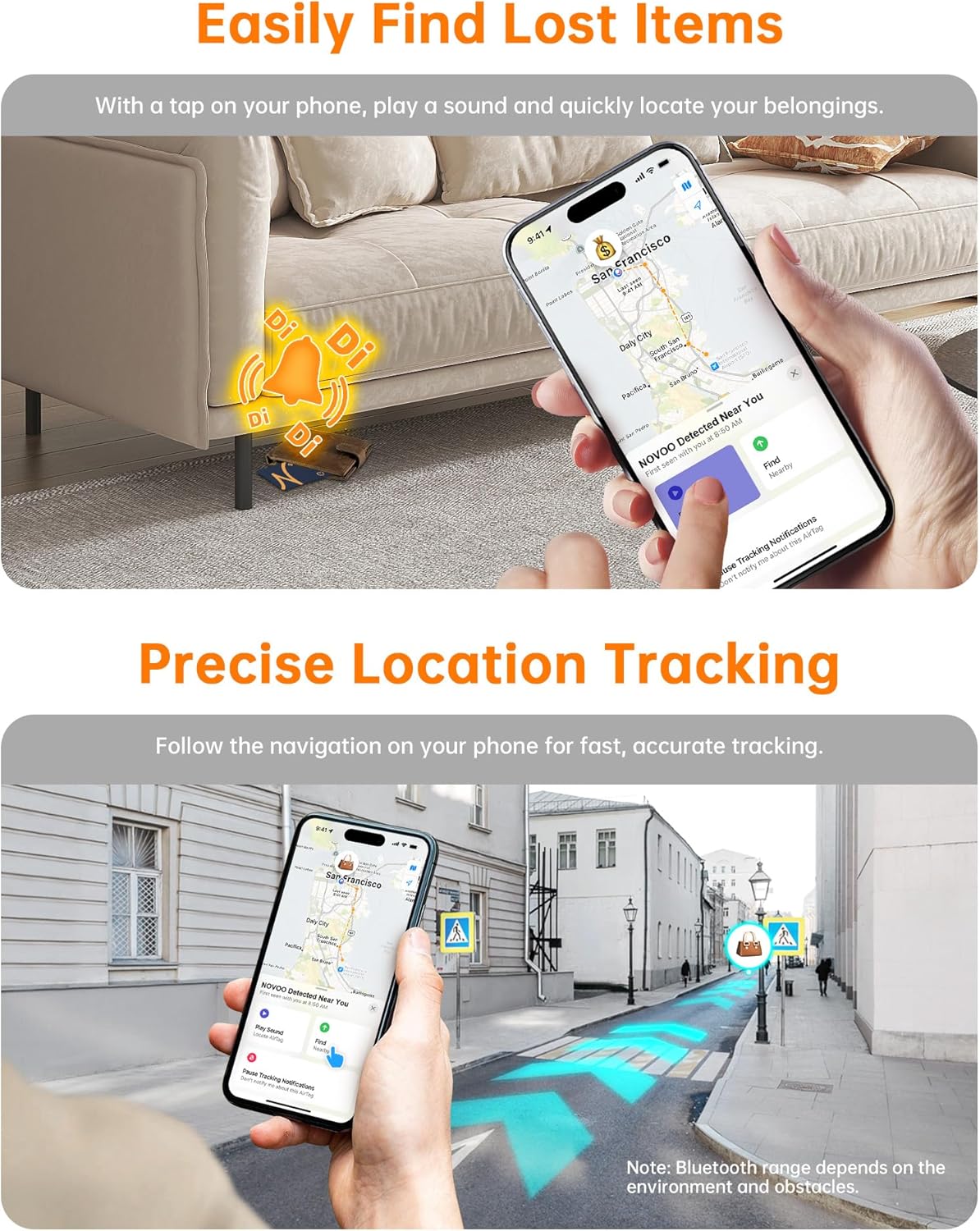 NOVOO SmartCard Air Locator Tag, iOS Only Bluetooth Tracker with Apple Find My, Slim Wallet Finder for iPhone, 6-Year Battery, Waterproof GPS Key Finder for Bags, Passport, 1 Pack (BL)