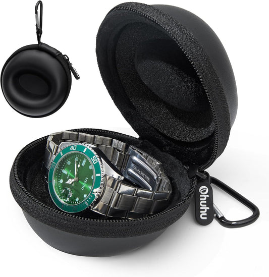 Ohuhu Watch Travel Case for Men Portable Single Watch Box and Storage Organizer for Wristwatches and Smart Watches Heightened Version up to 56mm Men Women for lover Fathers Day
