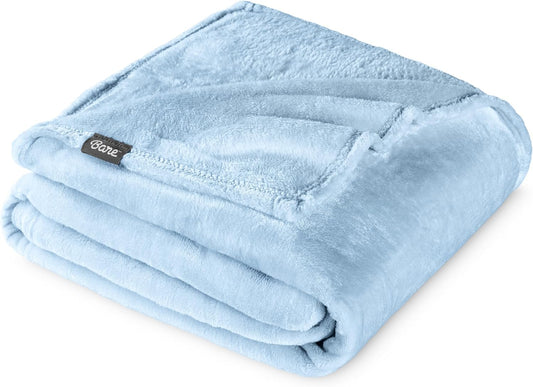 Bare Home Fleece Blanket - Throw/Travel - Ultra-Soft Lightweight for Bed, Sofa, and Couch - Luxury Microplush - Cozy Warm Blanket (Throw/Travel, Light Blue)