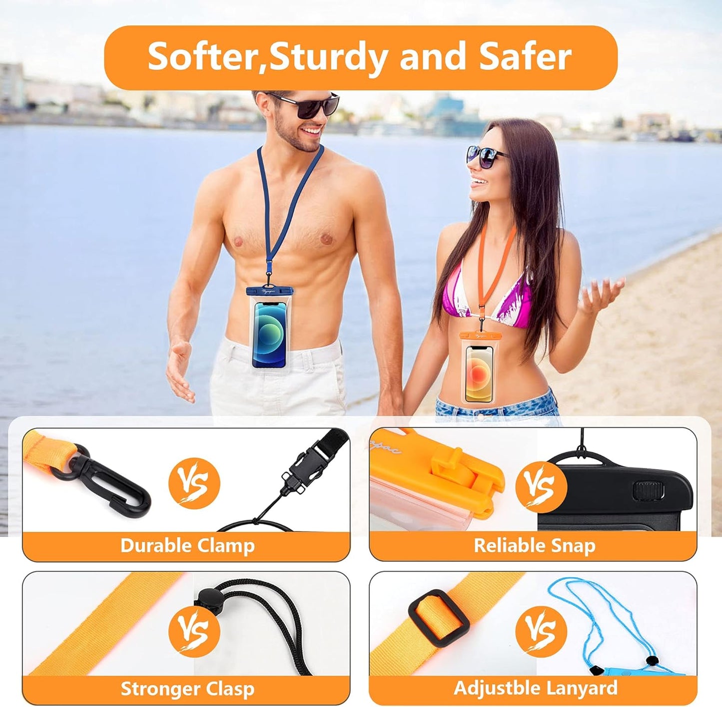 Waterproof Phone Pouch Bag - 7.5in Water Proof Cell Phone Case for Beach Travel Must Haves, IPX8 Dry Bag with Lanyard for iPhone 16 15 Pro Max Galaxy S25 S24 Ultra, Cruise Ship Essentials 2025
