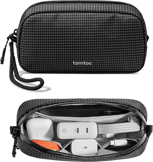 tomtoc Electronics Organizer Travel Case Performance, Water Resistant Bag Cable Tech Pouch Accessories, Carry Storage for Cord, Phone, Cables, Airpods, USB Flash Drive, Daily Items