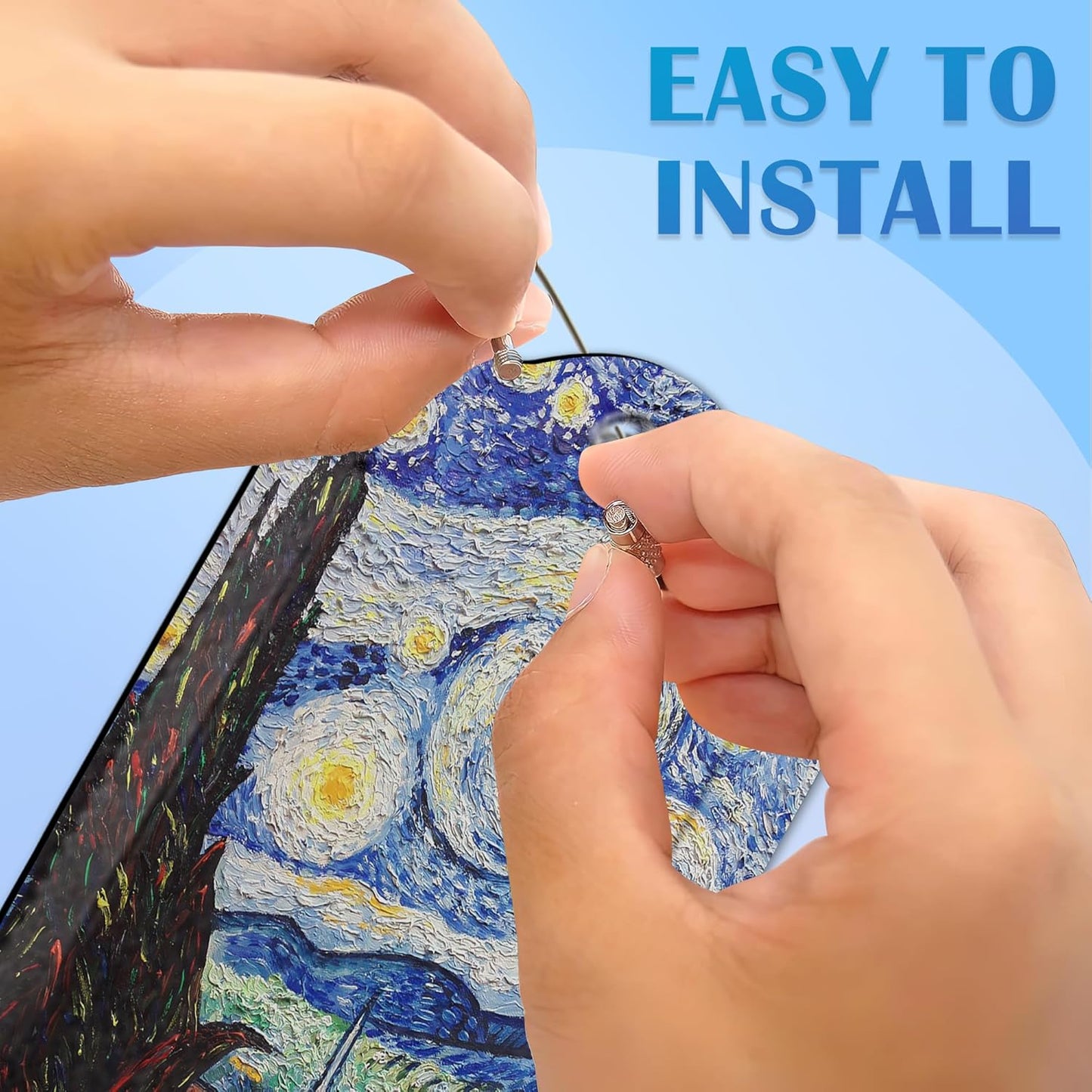 Set of 2 Starry Night Luggage Tags for Suitcases, Leather Suitcase Tag Name Identifiers Labels for Travel Bag Baggage Backpack