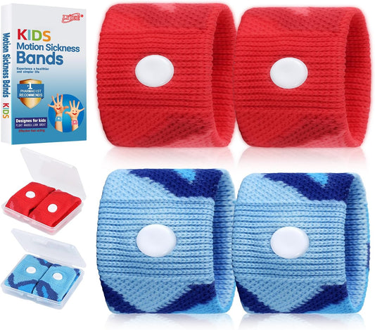 LYJEE Motion Sickness Bands for Kids, Travel Sickness Relief Wristbands, Anti-Nausea Wristbands for Car or Sea Sickness