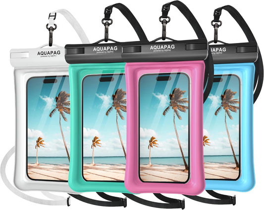 NEPHI IP68 Waterproof Phone Pouch -Up to 8.0"，Adjustable Neck Lanyard Floating Waterproof Phone Case for iPhone,Phone Dry Bags for Vacation Beach Pool Travel Essentials (Assorted Colors 4 Pack)
