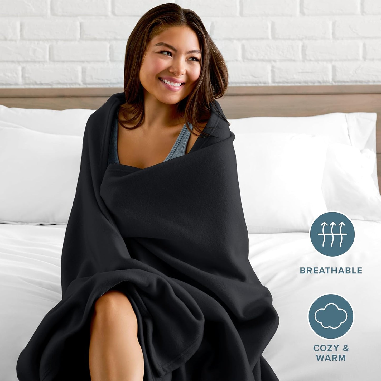 Bare Home Polar Fleece Blanket - Extra Long - Black - Warm & Cozy - Premium Fleece - Throw for Bed, Sofa, Camping, Travel and Cold Nights - Lightweight Blanket (Twin/Twin XL, Black)