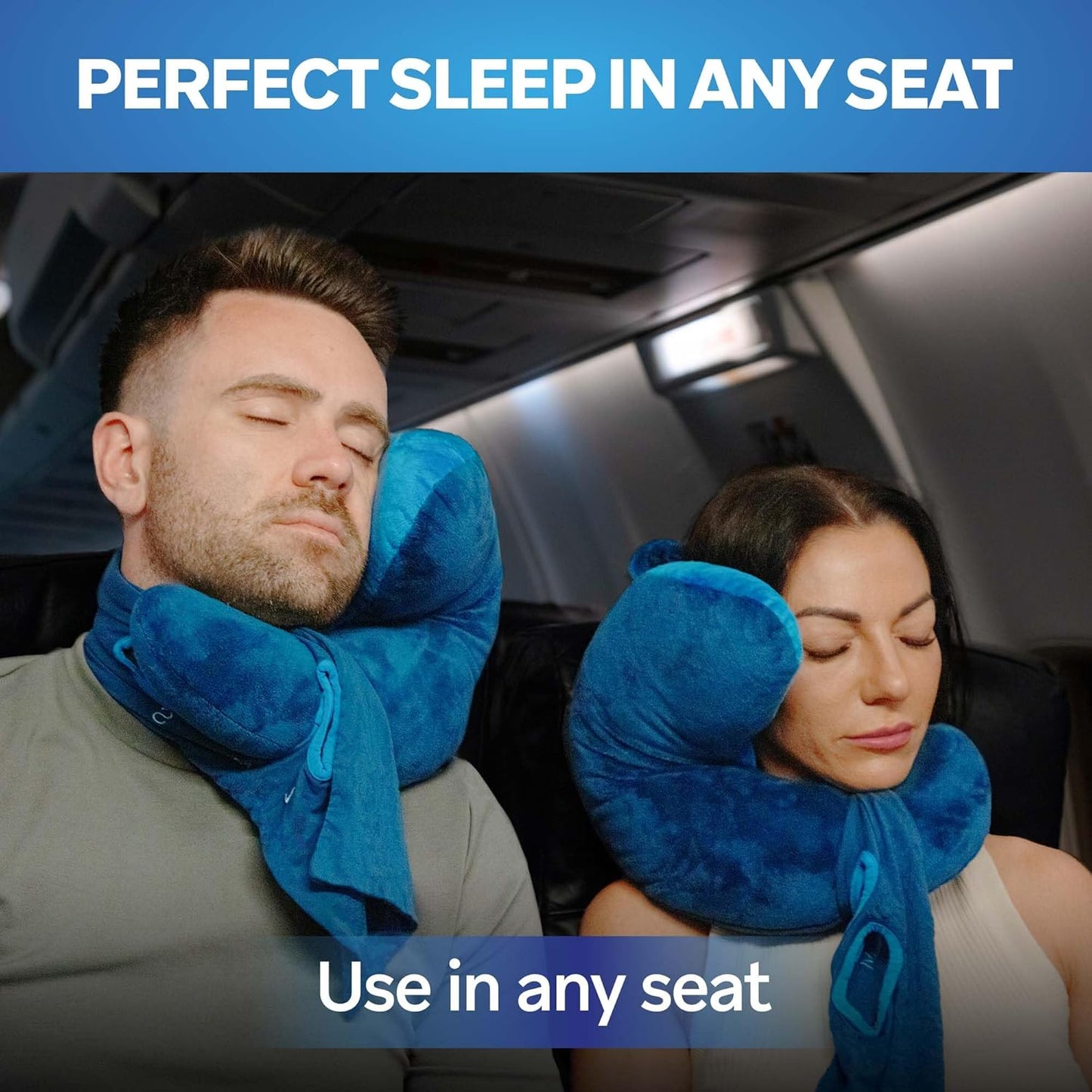 JPillow Travel Pillow for Airplanes – A Little Bulky, Expensive, and Takes a Couple of Minutes to Master, but Supports Your Head and Neck in Genuine Luxury – British Invention of The Year (Blue)